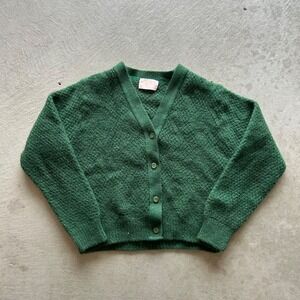 Vintage 60s Pendleton Cardigan Sweater Size Medium Green Virgin Wool USA Made